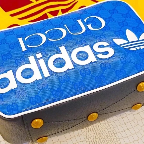 💋Very Rare Brand New Adidas x Gucci Blue Crystal Canvas Cross Bag - Picture 10 of 12
